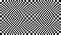 Checkered seamless pattern with optical illusion of spherical volume, black and white geometric abstract background, chess board