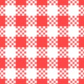 Checkered seamless pattern. Red and white color. Kitchen surface texture print design. Vector stock illustration