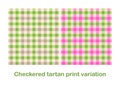 Checkered seamless pink and green fashion fabric print variation for boy and girl clothes. Scottish tartan vichy plaid pattern