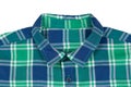 Green with a blue checkered shirt. Isolate on white Royalty Free Stock Photo