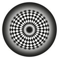 Checkered sphere illusion. Optical pattern art. Vector circle effect. Monochrome gradient shape. Royalty Free Stock Photo