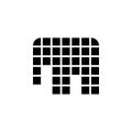 Checkered square elephant. Vector logo. Pixel art style.