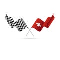 Checkered and Switzerland flags. Vector illustration.