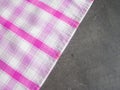 Checkered tablecloth on stone counter top in the kitchen Royalty Free Stock Photo