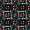 Checkered tapestry paisley vector seamless pattern. Floral abstract colorful embroidered background. Check ornate ethnic ornament Royalty Free Stock Photo