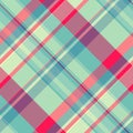 Checkered tartan textile fabric, dogtooth background texture seamless. Subtle plaid check pattern vector in light and teal colors Royalty Free Stock Photo