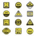 Checkered taxi signs flat vector icons set