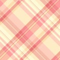 Checkered textile seamless texture, neutral tartan pattern vector. October check fabric background plaid in red and light