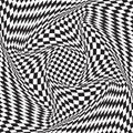 Checkered waves board. Abstract 3d illusions. Pattern or background with wavy distortion effect Royalty Free Stock Photo