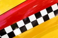 Checkered Yellow Taxi Cab. Abstract background image.
