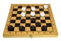 Checkers Board Game. Board with checkers isolate on a white background close-up Royalty Free Stock Photo