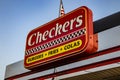 Checkers fast food restaurant exterior building sign side view