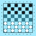 Checkers game, blue board