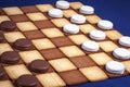 Checkers made of cookie