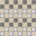 Checkers pattern. Seamless vector game background with draughts