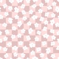Checkers seamless pattern with simple flowers in 1970s style. Floral background for T-shirt, poster, card and print.