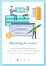 Checking account online concept. Banking system and banking of people. Website landing page template
