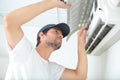 Checking the airconditioning unit Royalty Free Stock Photo