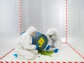 Checking a biohazard in a containment tent Royalty Free Stock Photo