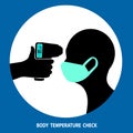 Checking body temperature  icon, coronavirus and covid 19, temperature scaning sign, vector graphics, a solid pattern on a white Royalty Free Stock Photo