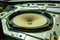 Checking car sound system, Standard speaker. Royalty Free Stock Photo