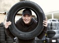 Checking Car Tire Royalty Free Stock Photo