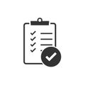 Checking, checklist, document, list, verification icon. Vector illustration, flat design.