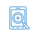 Checking electronic gadgets vector line icon. Testing devices and installed applications.