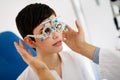 Checking eyesight in a clinic. Ophthalmology. Medicine and health concept. Royalty Free Stock Photo