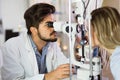 Checking eyesight in a clinic. Ophthalmology. Medicine and health concept. Royalty Free Stock Photo