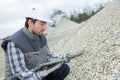Checking the gravel quality Royalty Free Stock Photo