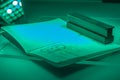 Checking the passport for fraud in UV and another light, detection of luminescence of protective components of the document