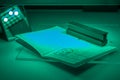 Checking the passport for fraud in UV and another light, detection of luminescence of protective components of the document (