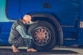 Checking Semi Truck Wheels