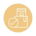 Checking stack cardboard boxes cargo shipping related delivery block style icon