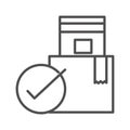 Checking stack cardboard boxes cargo shipping related delivery line style icon