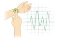 Checking Your Heart Rate Manually with place two fingers at wrist. Royalty Free Stock Photo