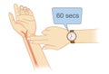 Checking Your Heart Rate Manually with place two fingers and wristwatch. Royalty Free Stock Photo