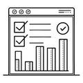 Checklist and Bar Graphs on Computer Screen for Project Management and Data Analysis Royalty Free Stock Photo