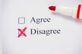 Checklist box - Agree and Disagree. Check form concept Royalty Free Stock Photo