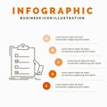 checklist, check, expertise, list, clipboard Infographics Template for Website and Presentation. Line Gray icon with Orange