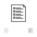 Checklist, Check, File, List, Page, Task, Testing Bold and thin black line icon set