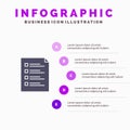 Checklist, Check, File, List, Page, Task, Testing Solid Icon Infographics 5 Steps Presentation Background