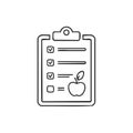 Checklist with Checked Boxes and Apple Drawing for Healthy Diet Tracking Royalty Free Stock Photo