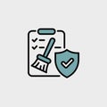 Checklist Cleaning Brush Icon Teal Security Shield Royalty Free Stock Photo