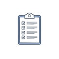 Checklist on a clipboard with completed check boxes in cartoon style Royalty Free Stock Photo