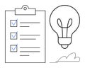 Checklist on Clipboard with Idea Lightbulb Representing Planning and Creativity Royalty Free Stock Photo