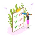 Checklist on clipboard isometric flat vector concept.