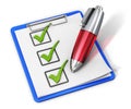 Checklist on clipboard and pen Royalty Free Stock Photo