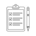 Checklist, clipboard, task icon. Outline vector design Royalty Free Stock Photo